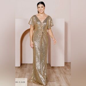 Revelry Gwen Sequin Dress Champagne Gold